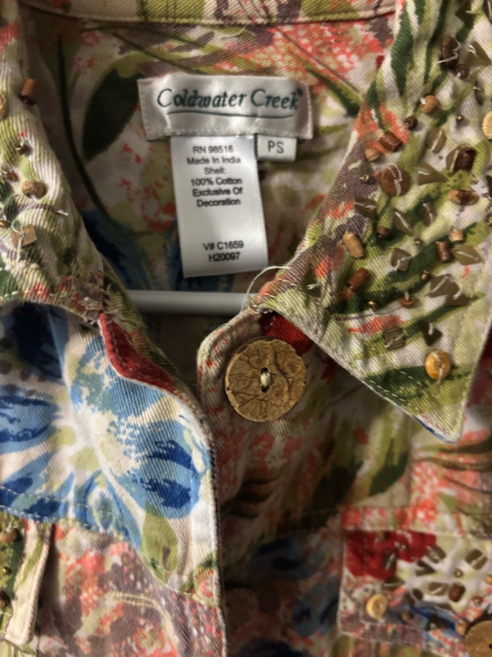 Coldwater Creek Floral Embellished Jacket boho beaded statement - Picture 3 of 8
